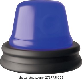 Icono de Vector de estilo plástico 3D de luz intermitente azul de emergencia. Policía realista, bombero y sirena de ambulancia. Servicios de emergencia parpadeando la luz de señal. Lámpara de alerta de advertencia