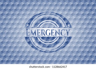 Emergency blue polygonal badge.