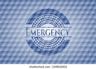 Emergency blue polygonal badge. Vector Illustration. Detailed. 