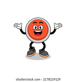 emergency button cartoon searching with happy gesture , character design