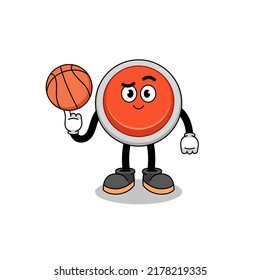 emergency button illustration as a basketball player , character design