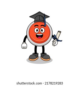 mascota de botón de emergencia con pose de graduación , diseño de caracteres