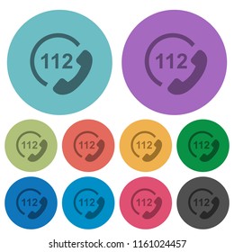 Emergency call 112 darker flat icons on color round background