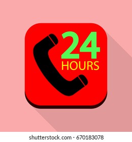 Emergency call 24 hours symbol icon vector flat design