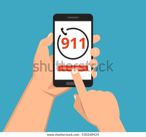 Emergency Call 911 Concept Hand Holding Stock Vector (Royalty Free ...