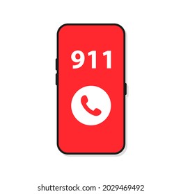 
Emergency Call . Call 911 Flat  Design. Vector Illustration