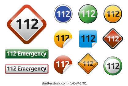 Emergency call 911 isolated button collection.