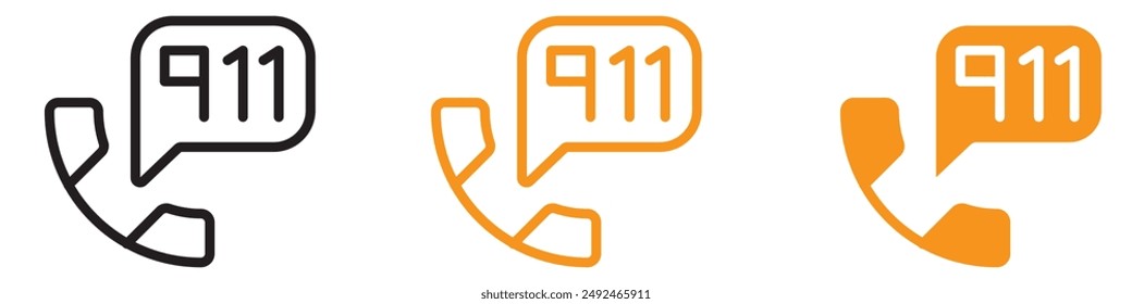 Llamada de emergencia Icono de Número de teléfono 911 para seguridad y asistencia urgente