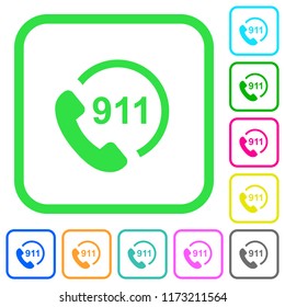Emergency call 911 vivid colored flat icons in curved borders on white background