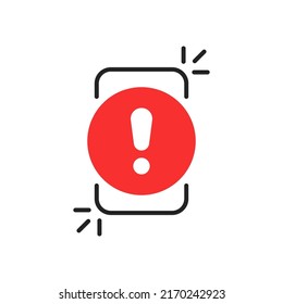 emergency call or alert icon with simple phone. flat outline trend modern access logotype graphic web design element. concept of smart cellphone symbol like get announcement or bad information