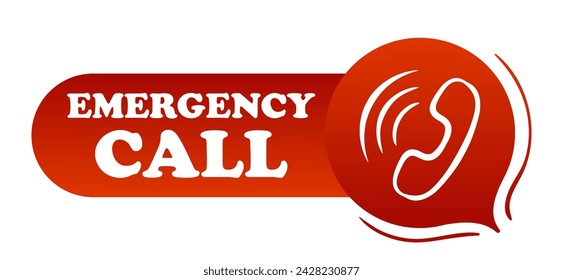 Emergency call banner with landline phone. SOS, distress call, urgent Care, help, announcement, save, rescue, salvage, contact us, rescuers, Fire Department, police. Vector illustration