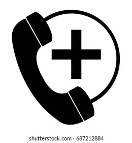 emergency call black flat icon 