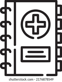 Emergency call book vector icon, medical report, EPS