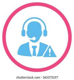 Emergency Call Center vector icon. Style is bicolor flat circled symbol, pink and blue colors, rounded angles, white background.