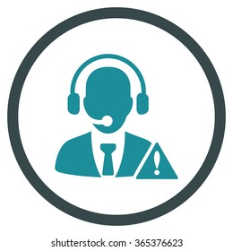 Emergency Call Center vector icon. Style is bicolor flat circled symbol, soft blue colors, rounded angles, white background.