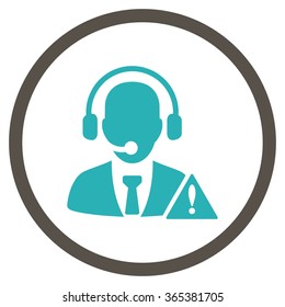 Emergency Call Center vector icon. Style is bicolor flat circled symbol, grey and cyan colors, rounded angles, white background.