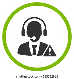 Emergency Call Center vector icon. Style is bicolor flat circled symbol, eco green and gray colors, rounded angles, white background.