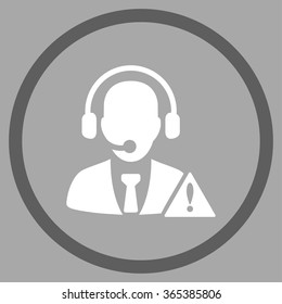 Emergency Call Center vector icon. Style is bicolor flat circled symbol, dark gray and white colors, rounded angles, silver background.