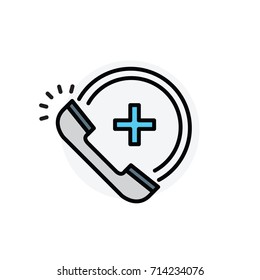 Emergency call concept Isolated Line Vector Illustration editable Icon