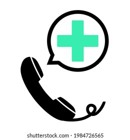 Emergency call. Dial phone with bubble speech and medical icon. Hospital emergency call. Medicine and healthcare. Illustration vector