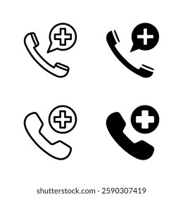 Emergency call filled icon set color editable