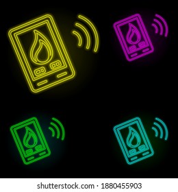 Emergency call, firefighter neon color set icon. Simple thin line, outline vector of firefighter icons for ui and ux, website or mobile application