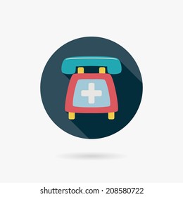 emergency call flat icon with long shadow