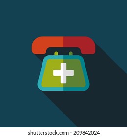 emergency call flat icon with long shadow