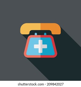 emergency call flat icon with long shadow