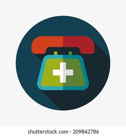 emergency call flat icon with long shadow