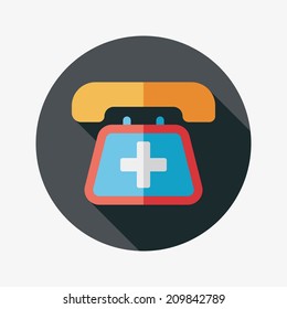 emergency call flat icon with long shadow