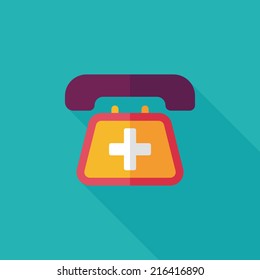 emergency call flat icon with long shadow