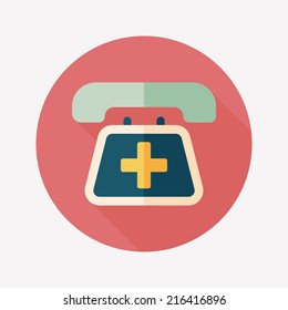 emergency call flat icon with long shadow