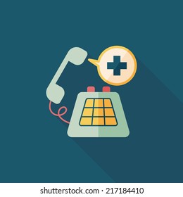 emergency call flat icon with long shadow
