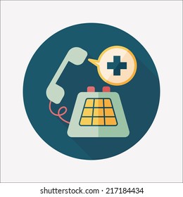 emergency call flat icon with long shadow