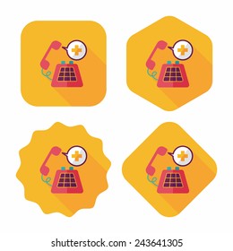 emergency call flat icon with long shadow
