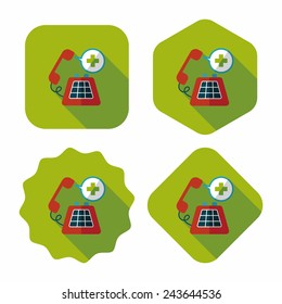 emergency call flat icon with long shadow
