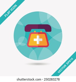 emergency call flat icon with long shadow,eps10
