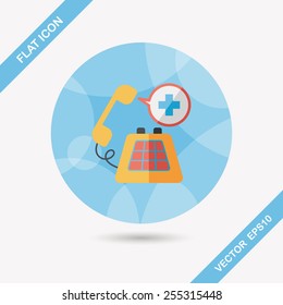 emergency call flat icon with long shadow