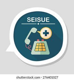 emergency call flat icon with long shadow