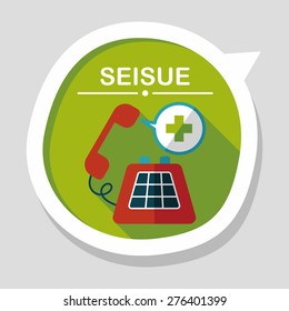 emergency call flat icon with long shadow