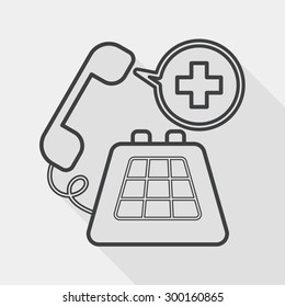 emergency call flat icon with long shadow, line icon