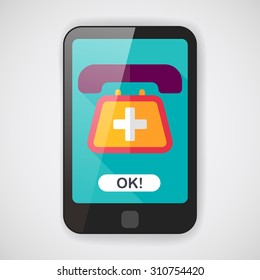 emergency call flat icon with long shadow,eps10