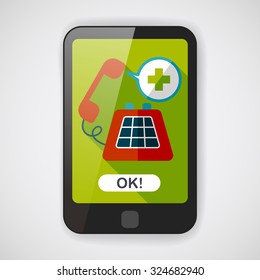 emergency call flat icon with long shadow