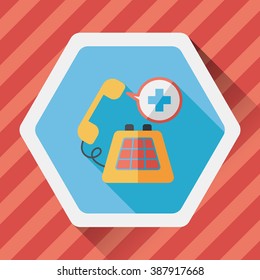 emergency call flat icon with long shadow