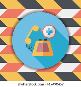 emergency call flat icon with long shadow