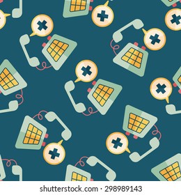 emergency call flat icon seamless pattern background