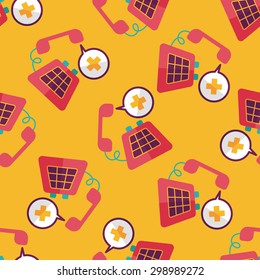 emergency call flat icon seamless pattern background