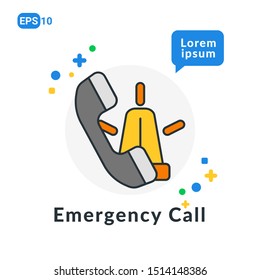 Emergency Call Flat icon. Used For web, logo, mobile app, User Interface and Infographic