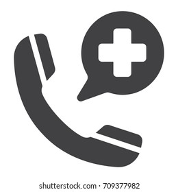 Emergency call glyph icon, medicine and healthcare, medical support sign vector graphics, a solid pattern on a white background, eps 10.